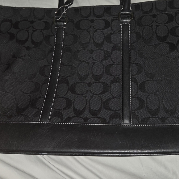 Authentic Coach 6088 Black Canvas &Leather Tote Laptop bag, business tote - Picture 5 of 8